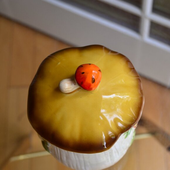 Sears Merry Mushroom Lidded Canister Cookie Jar Smallest 6.25" tall - Picture 7 of 13